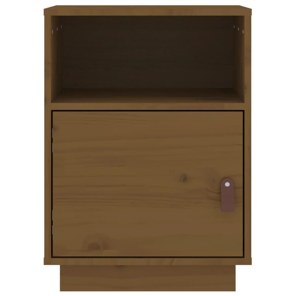 Mesita De Noche Madera Maciza De Pino Marrón Miel 40x34x55 Cm_4