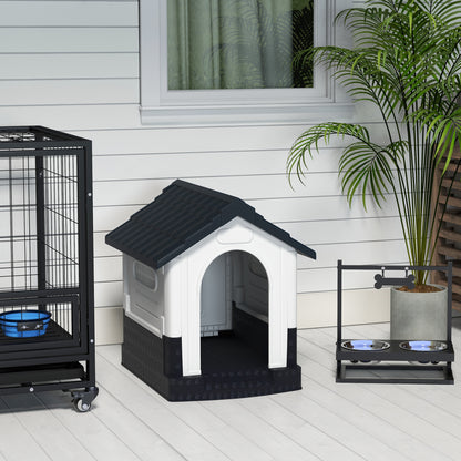 Pawhut Caseta Para Perros Mini Para Exterior Con 3 Ventanas 64,5x57x66 Cm Gris_1