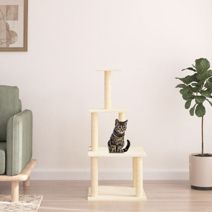 Rascador Para Gatos Con Postes De Sisal Color Crema 111 Cm_1