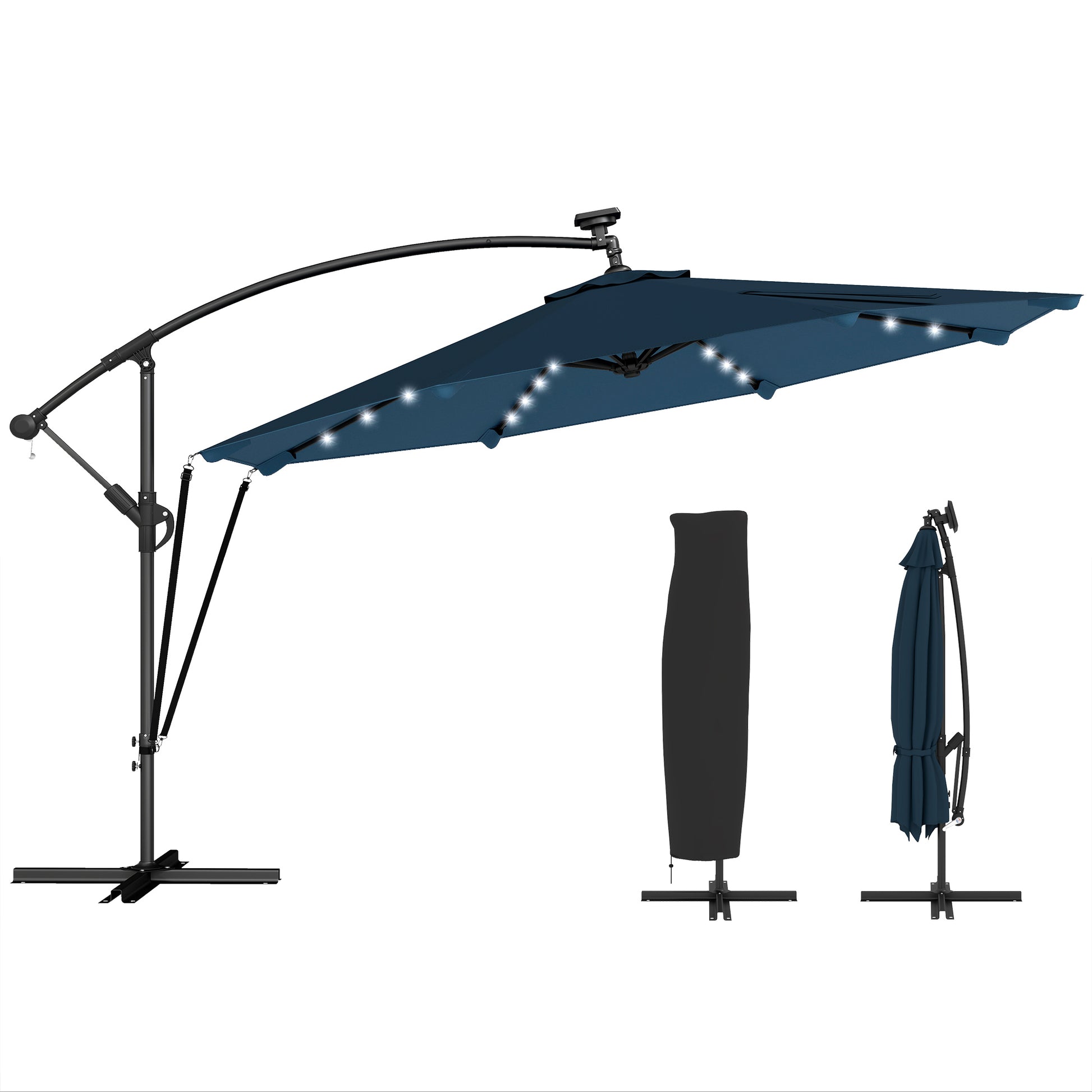 Outsunny Parasol Excéntrico Con Luces Led Solares_0