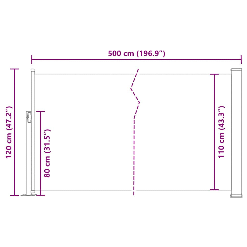 Vidaxl Toldo Lateral Retráctil De Jardín Rojo 120x500 Cm_2