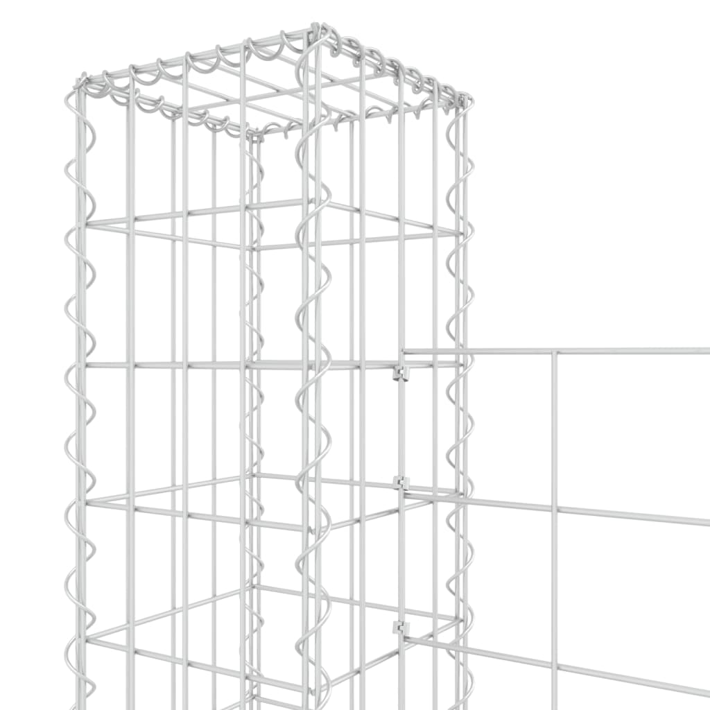 Cesta De Gaviones Forma De U 6 Postes De Hierro 620x20x150 Cm / Vetonek_5
