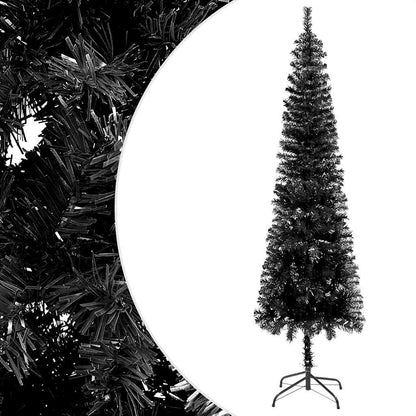 Vidaxl Árbol De Navidad Delgado Con Luces Y Bolas Negro 210 Cm_1