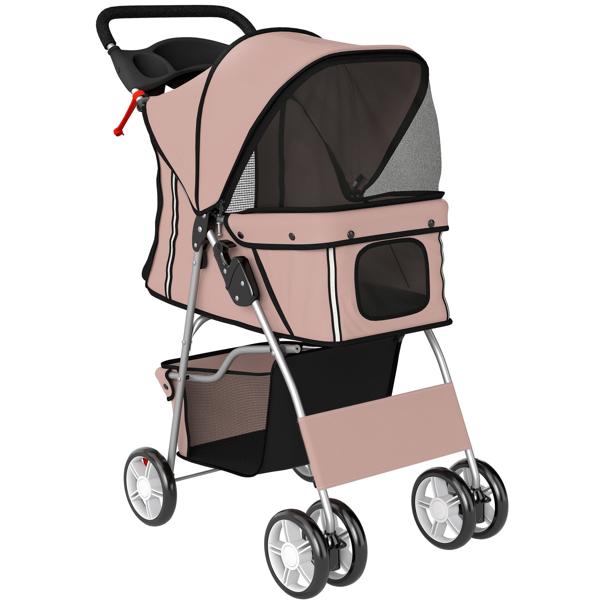 Pawhut Carrito Para Perros Plegable Con Cesta De Almacenaje 77x44x102 Cm Café_0
