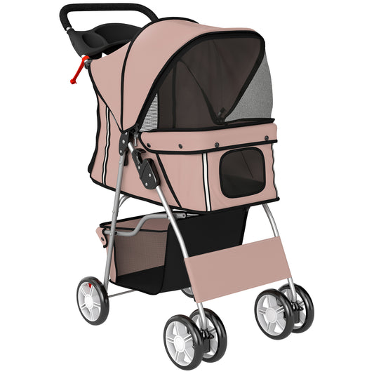 Pawhut Carrito Para Perros Plegable Con Cesta De Almacenaje 77x44x102 Cm Café_0