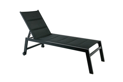 Lote De 2 Tumbonas Pampa Texaline Negra Con Espuma 2x1 Y Multiposiciones De Aluminio Con Ruedas Apilables 199x65x42cm - Tumbonas, Hamacas Y Tumbonas_0