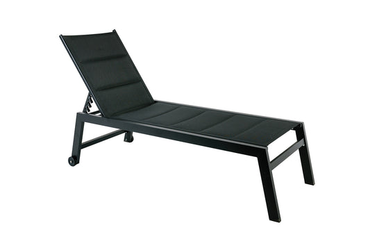 Lote De 2 Tumbonas Pampa Texaline Negra Con Espuma 2x1 Y Multiposiciones De Aluminio Con Ruedas Apilables 199x65x42cm - Tumbonas, Hamacas Y Tumbonas_0
