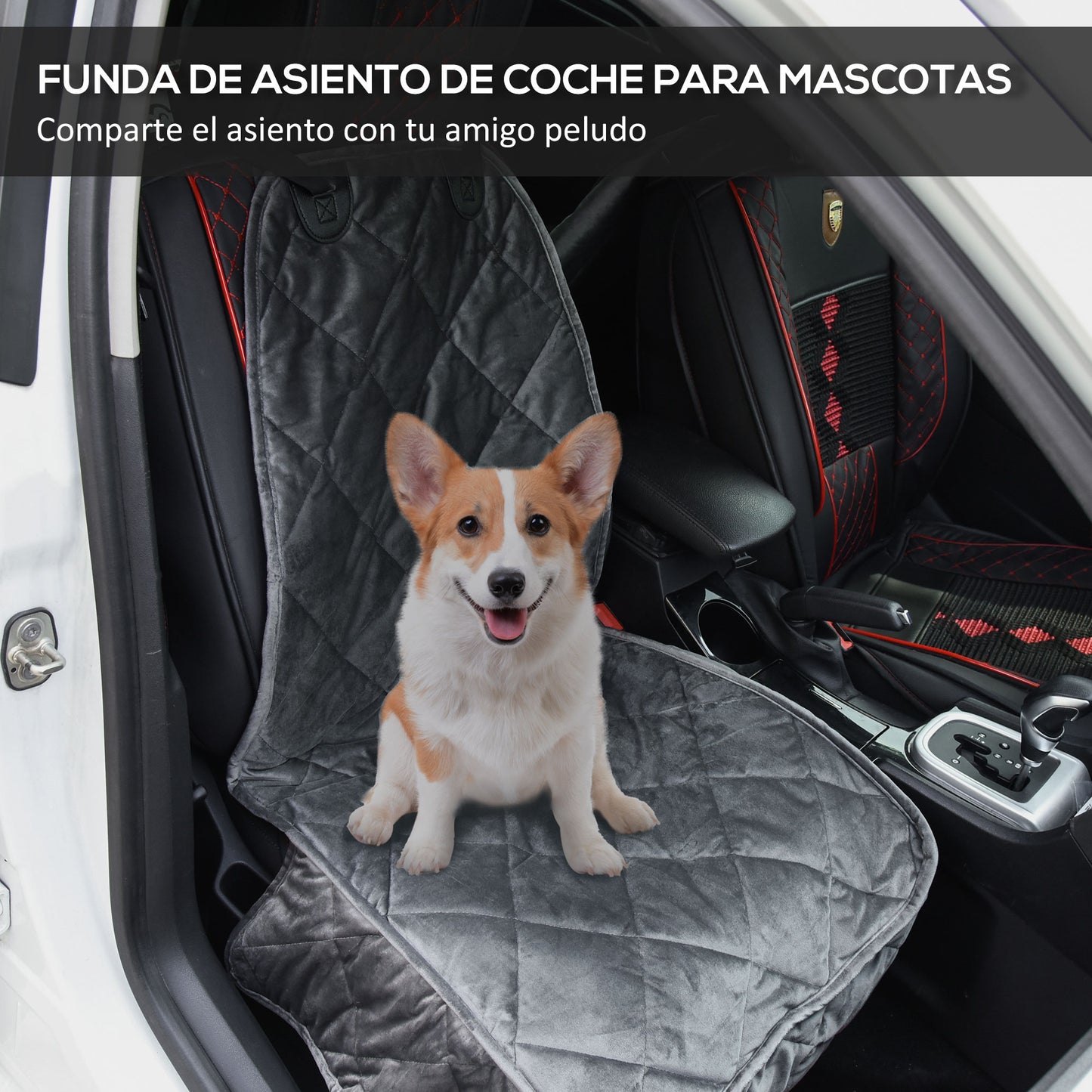Pawhut Funda De Asiento Delantero De Coche Para Perro Antideslizante Con Ancla Y_3