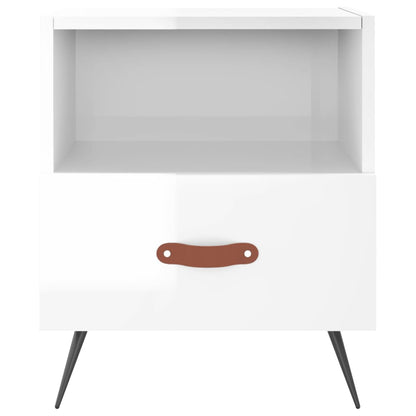Mesita De Noche Madera De Ingeniería Blanco Brillo 40x35x47,5cm_2