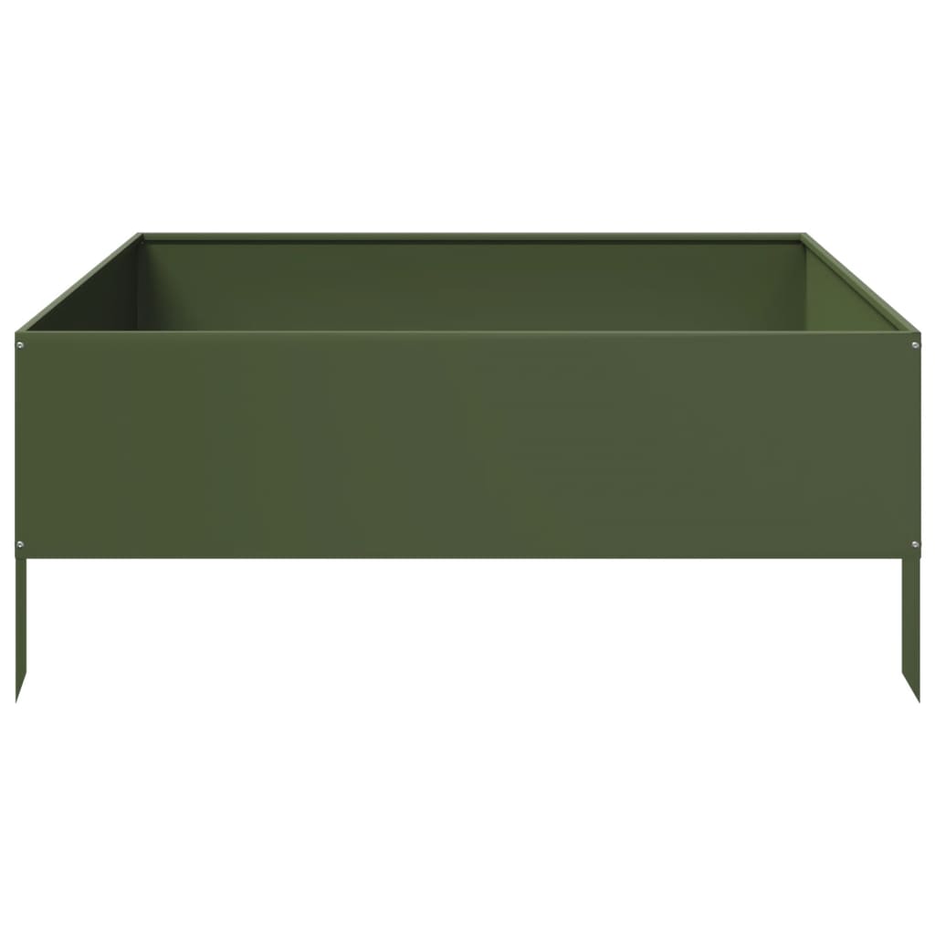 Arriate De Acero Verde Oliva 100x100x25 Cm_3