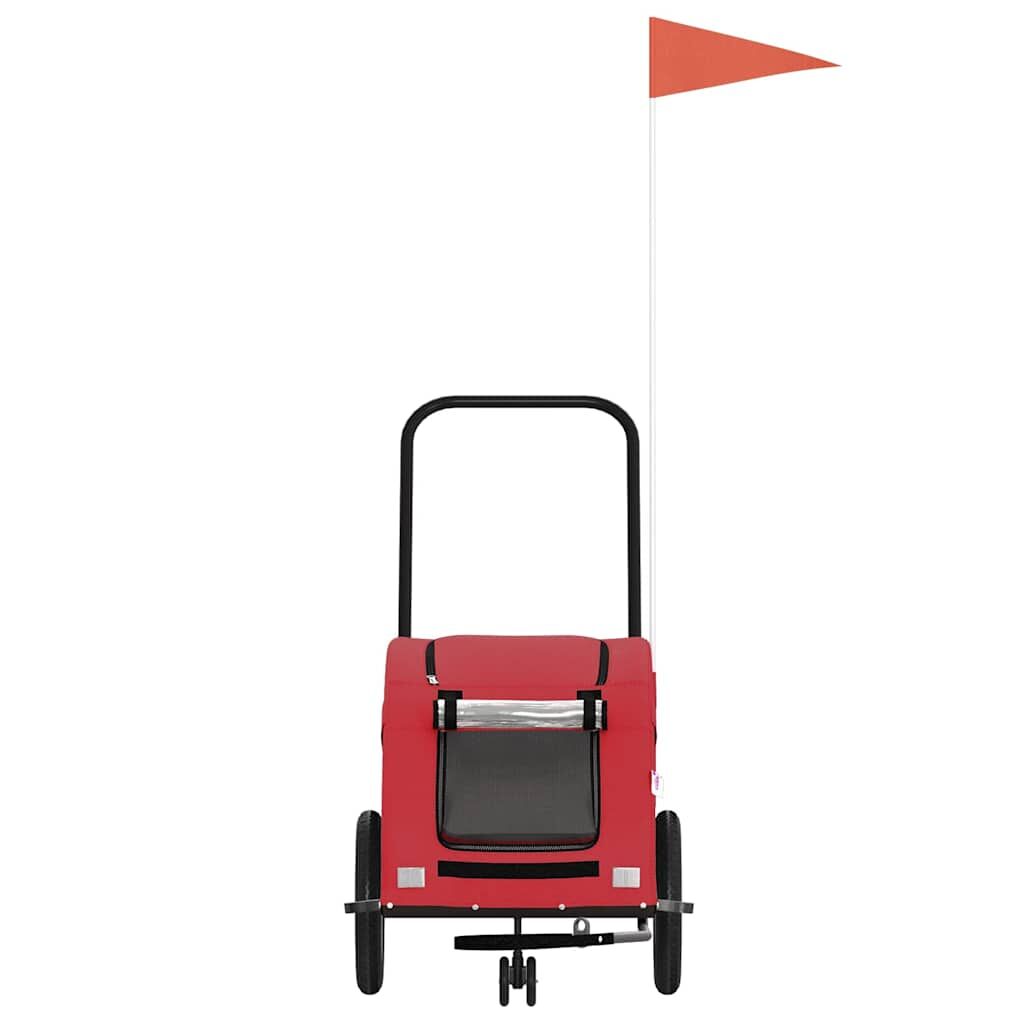 Vidaxl Remolque De Bicicleta Mascotas Hierro Tela Oxford Rojo_3