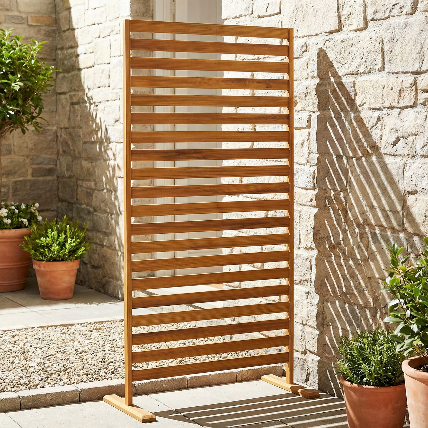 Outsunny Biombo De Madera 170x80 Cm Biombo Separador De Ambientes Marrón_1