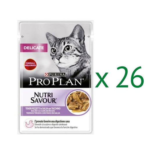 Pack 26 x PRO PLAN Gato DELICATE Pavo en Salsa 85 g