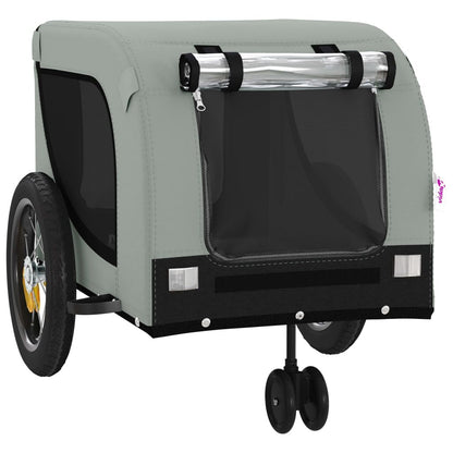 Vidaxl Remolque De Bicicleta Mascotas Hierro Tela Oxford Gris Negro_3