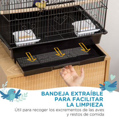 Pawhut Jaula Para Pájaros 50,5x41x63 Cm Con 5 Puertas 2 Comederos 2 Perchas_4