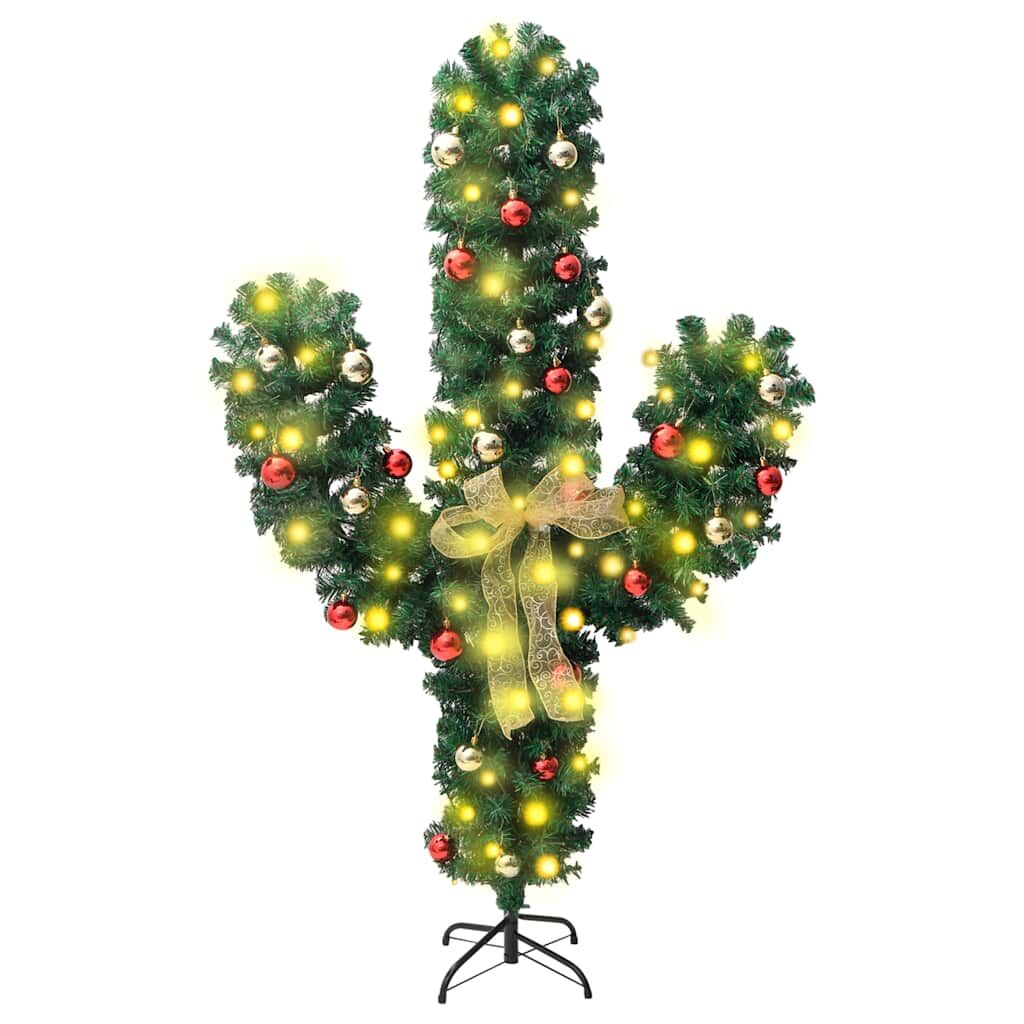 Vidaxl Cactus De Navidad Con Soporte Y Leds Verde 150 Cm Pvc_0