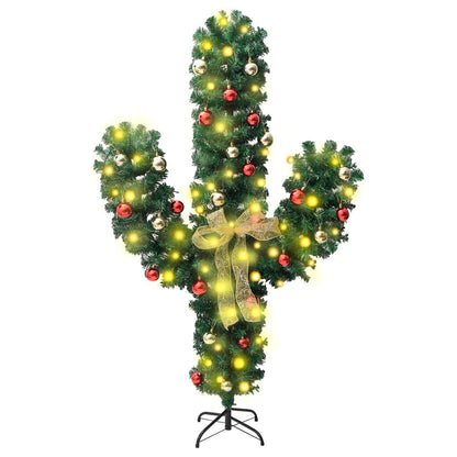 Vidaxl Cactus De Navidad Con Soporte Y Leds Verde 150 Cm Pvc_0