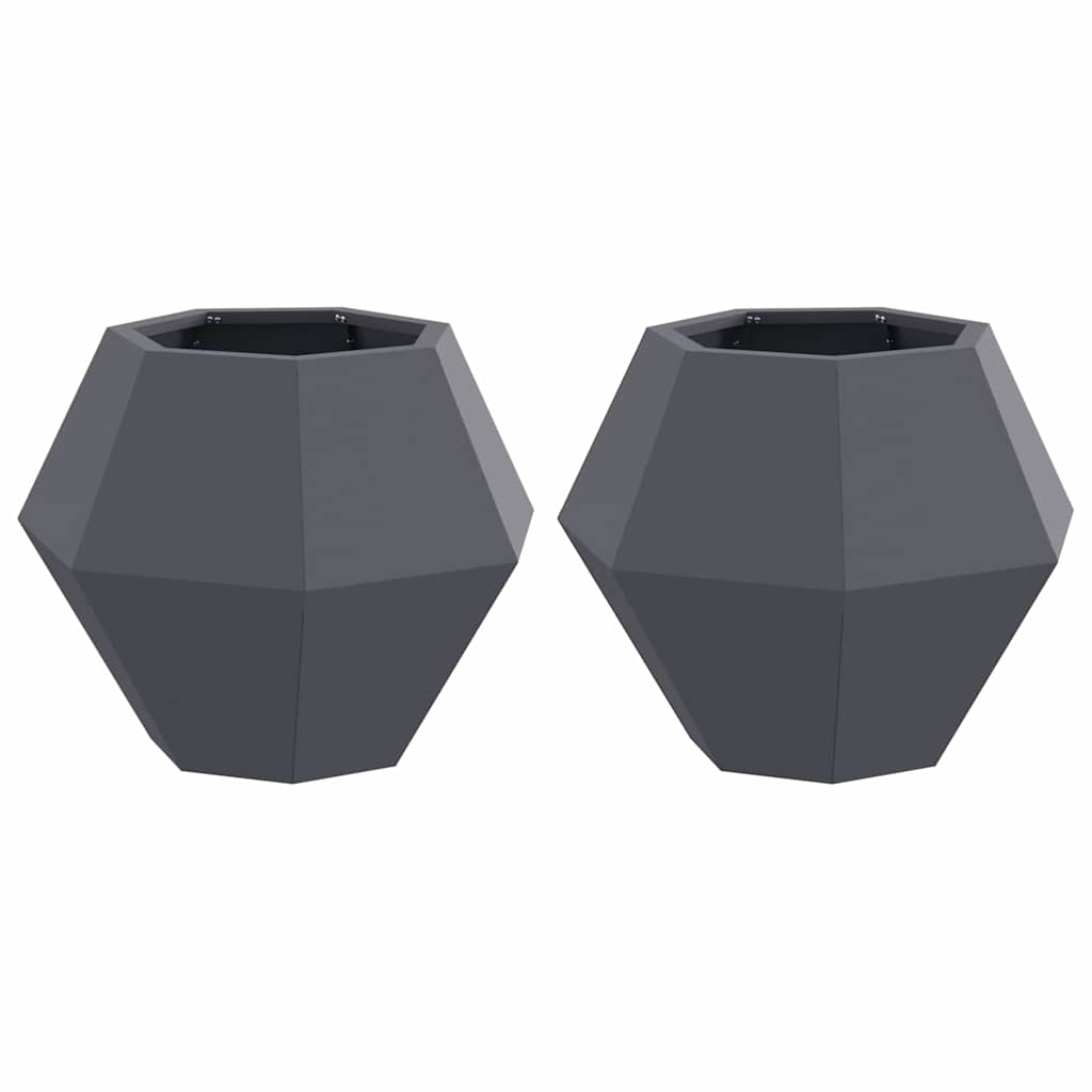 Jardinera 2 Pcs Antracita 50 X 50 X 40 Cm Acero_0