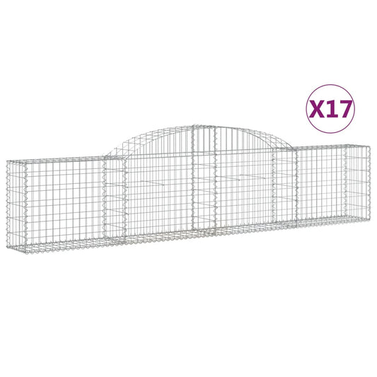 Cestas De Gaviones 17 Uds Forma De Arco Hierro 300x30x60/80 Cm_0