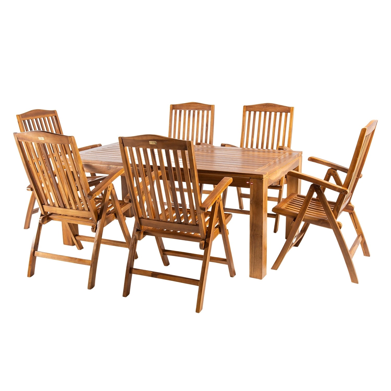 Conjunto Muebles De Madera Teca, Mesa De 180 Cm De Largo Y 6 Sillones Reclinables, Madera Teca Grado A, Tratamiento Al Agua Aplicado_0