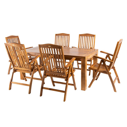 Conjunto Muebles De Madera Teca, Mesa De 180 Cm De Largo Y 6 Sillones Reclinables, Madera Teca Grado A, Tratamiento Al Agua Aplicado_0