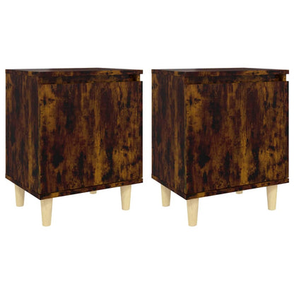 Mesitas De Noche 2 Uds Patas Madera Roble Ahumado 40x30x50 Cm_0