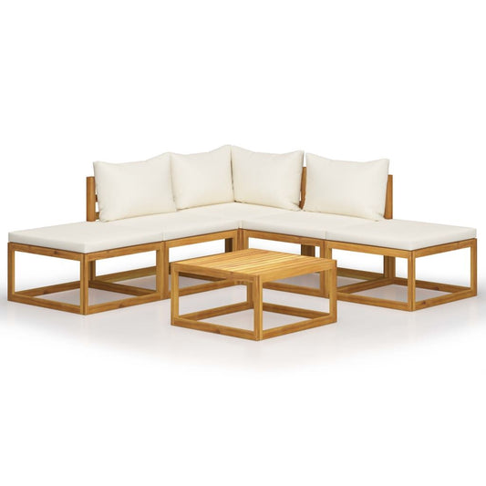 Vidaxl Juego Muebles De Jardín Y Cojines 6 Piezas Madera Maciza Acacia_0