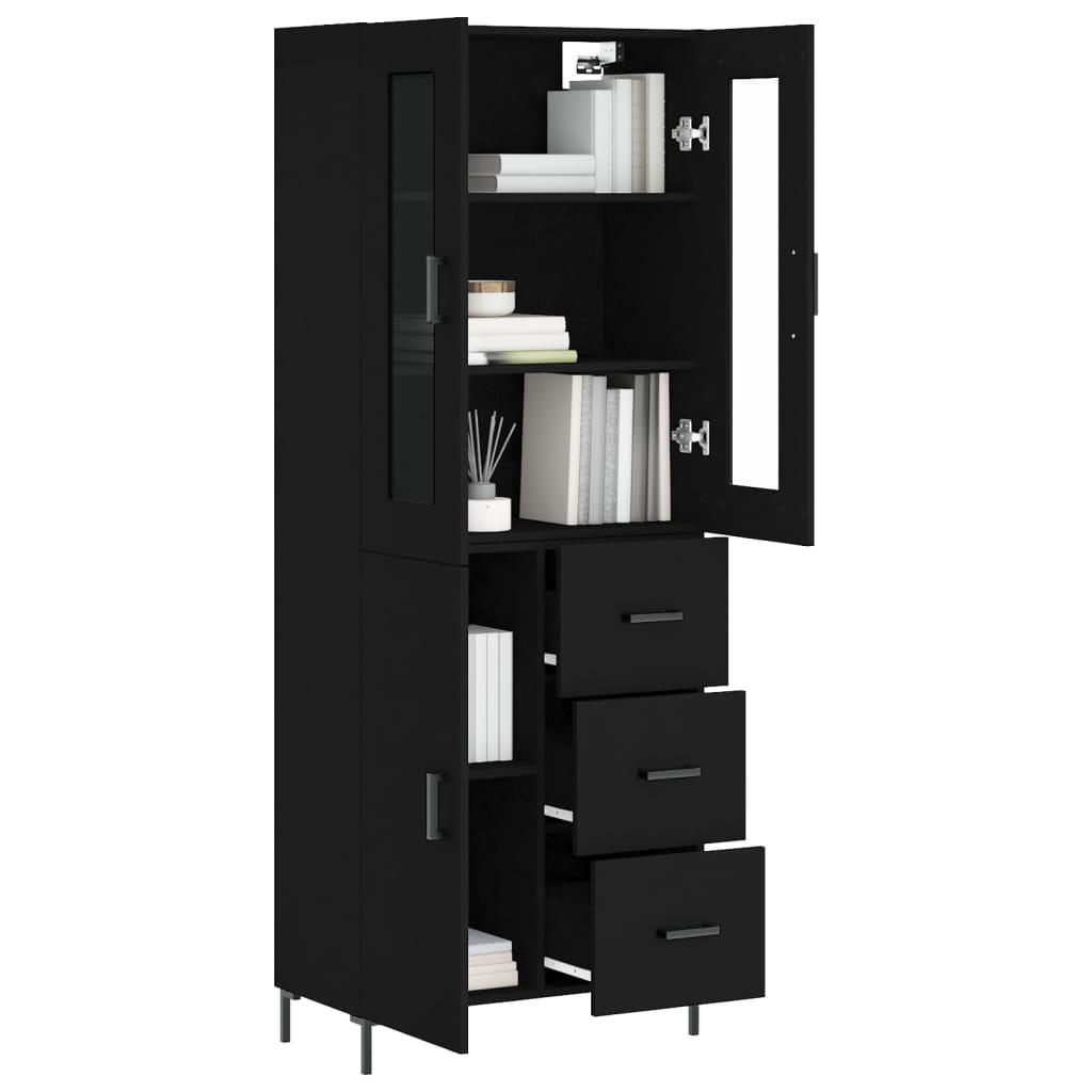 Aparador Alto Madera Contrachapada Negro 69,5x34x180 Cm_2