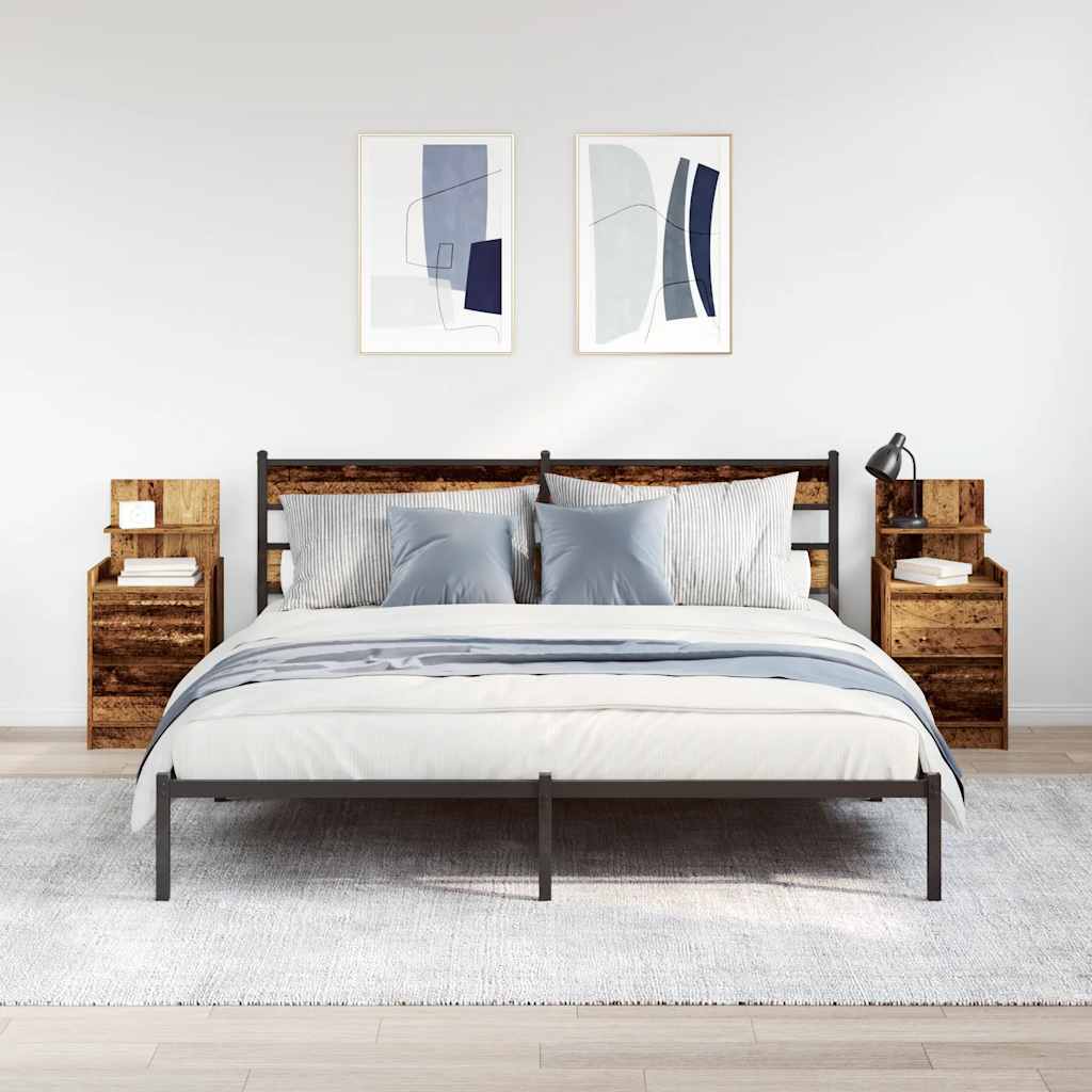 Mesillas De Noche Con 2 Cajones 2 Uds Madera Vieja 38x34x80 Cm_1