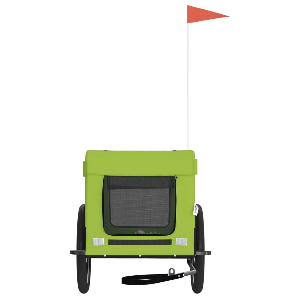 Vidaxl Remolque De Bicicleta Mascotas Hierro Tela Oxford Verde Negro_4