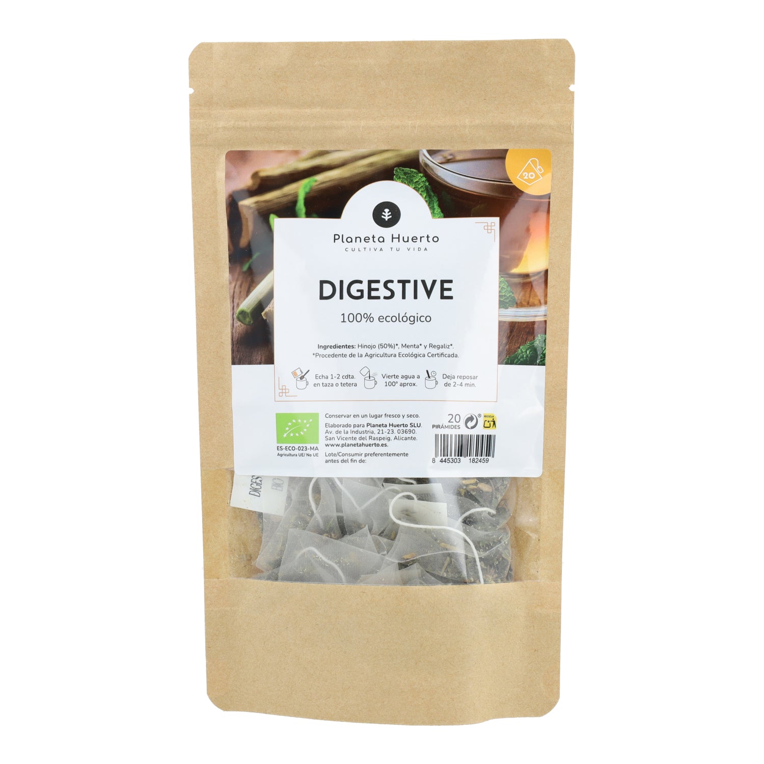 Infusión Digestiva ECO Hinojo, menta y regaliz Planeta Huerto 20 pirámides