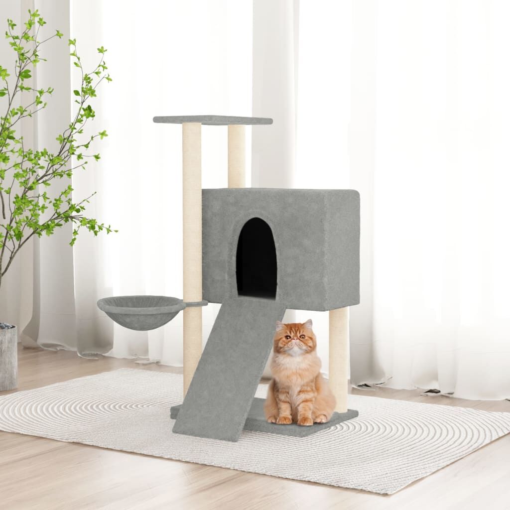 Vidaxl Rascador Para Gatos Con Postes De Sisal Gris Claro 96 Cm_1