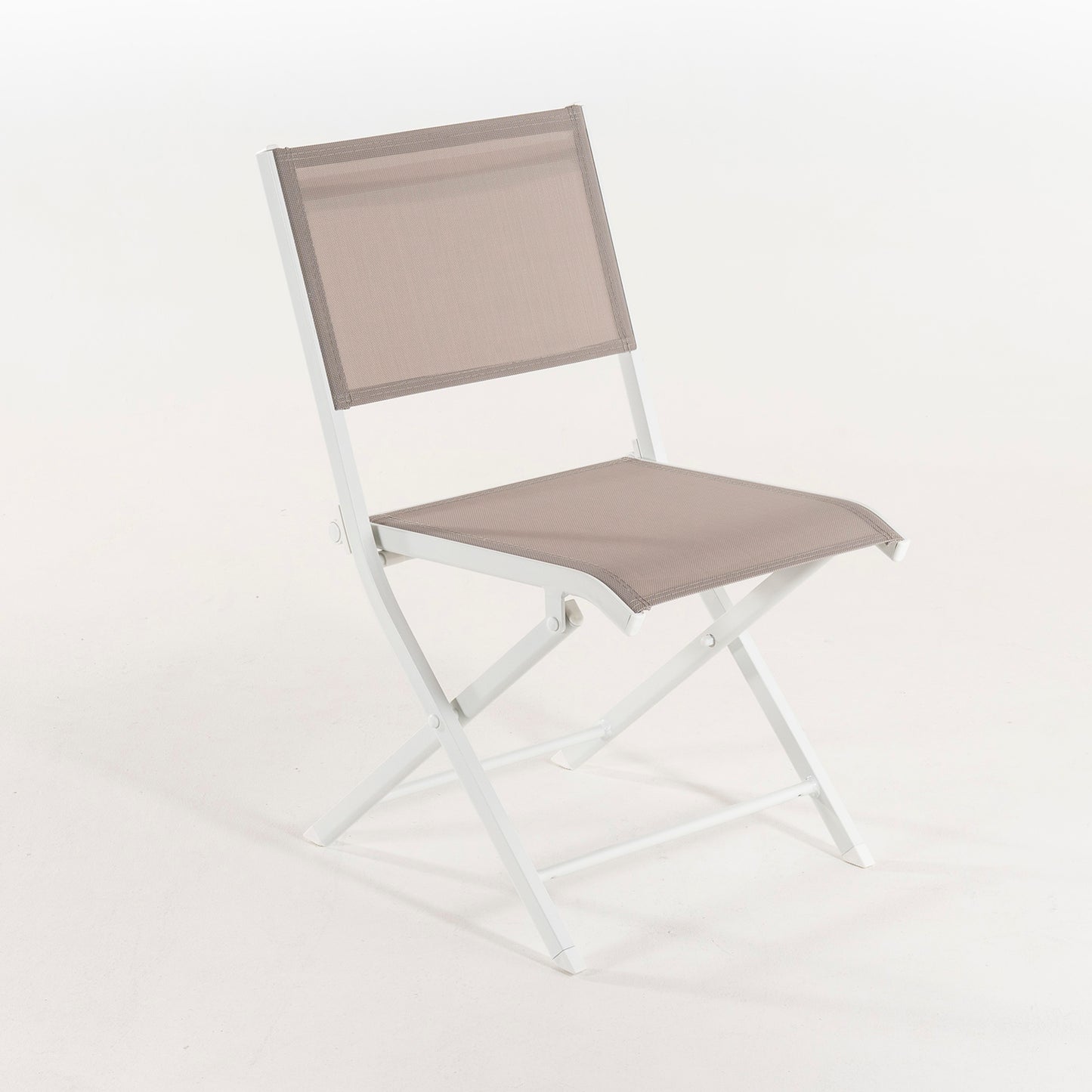 Silla De Exterior Plegable, Tamaño: 48x48x84 Cm, Aluminio Doble Reforzado Color Blanco, Textilene Color Taupé_2