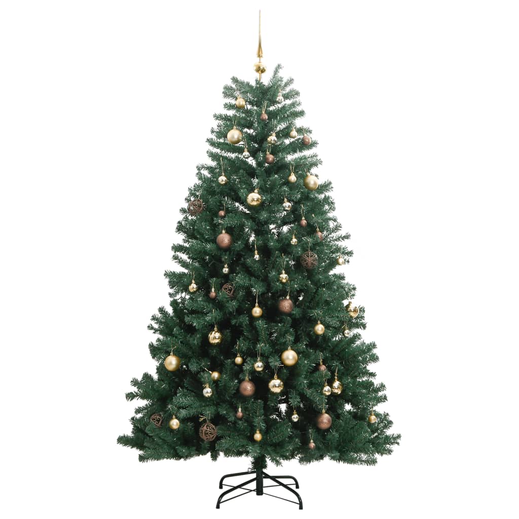Vidaxl Árbol De Navidad Artificial Con Bisagras 300 Led Y Bolas 180 Cm_3