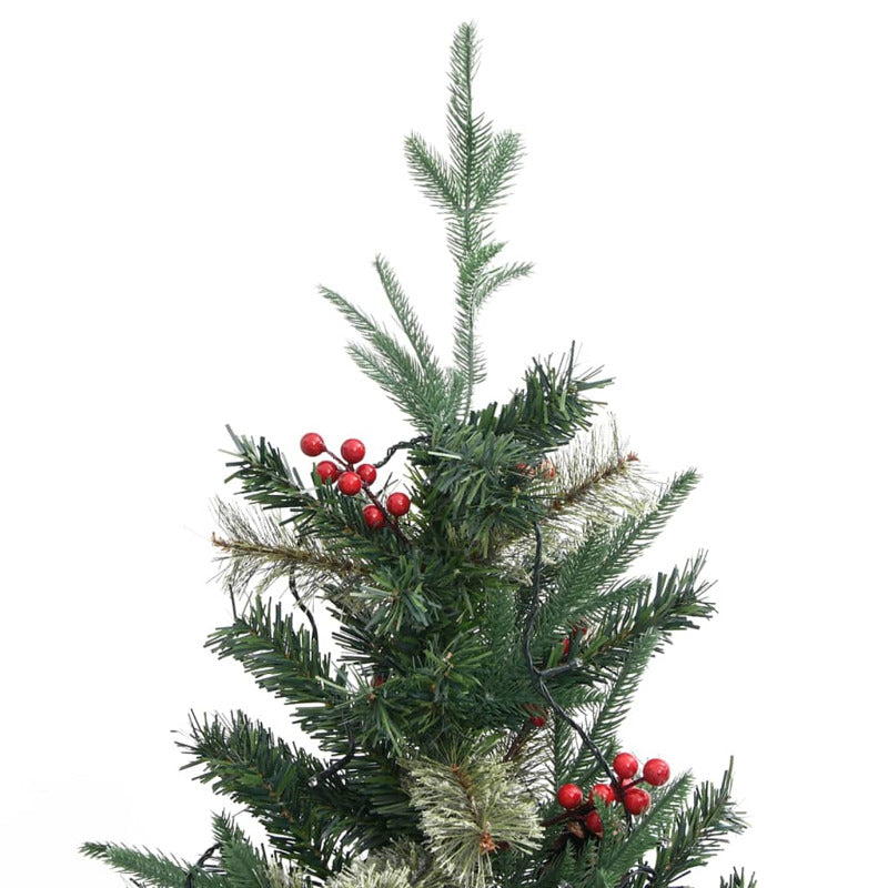 Vidaxl Árbol De Navidad Con Luces Y Piñas Pvc Con Pe Verde 225 Cm_5