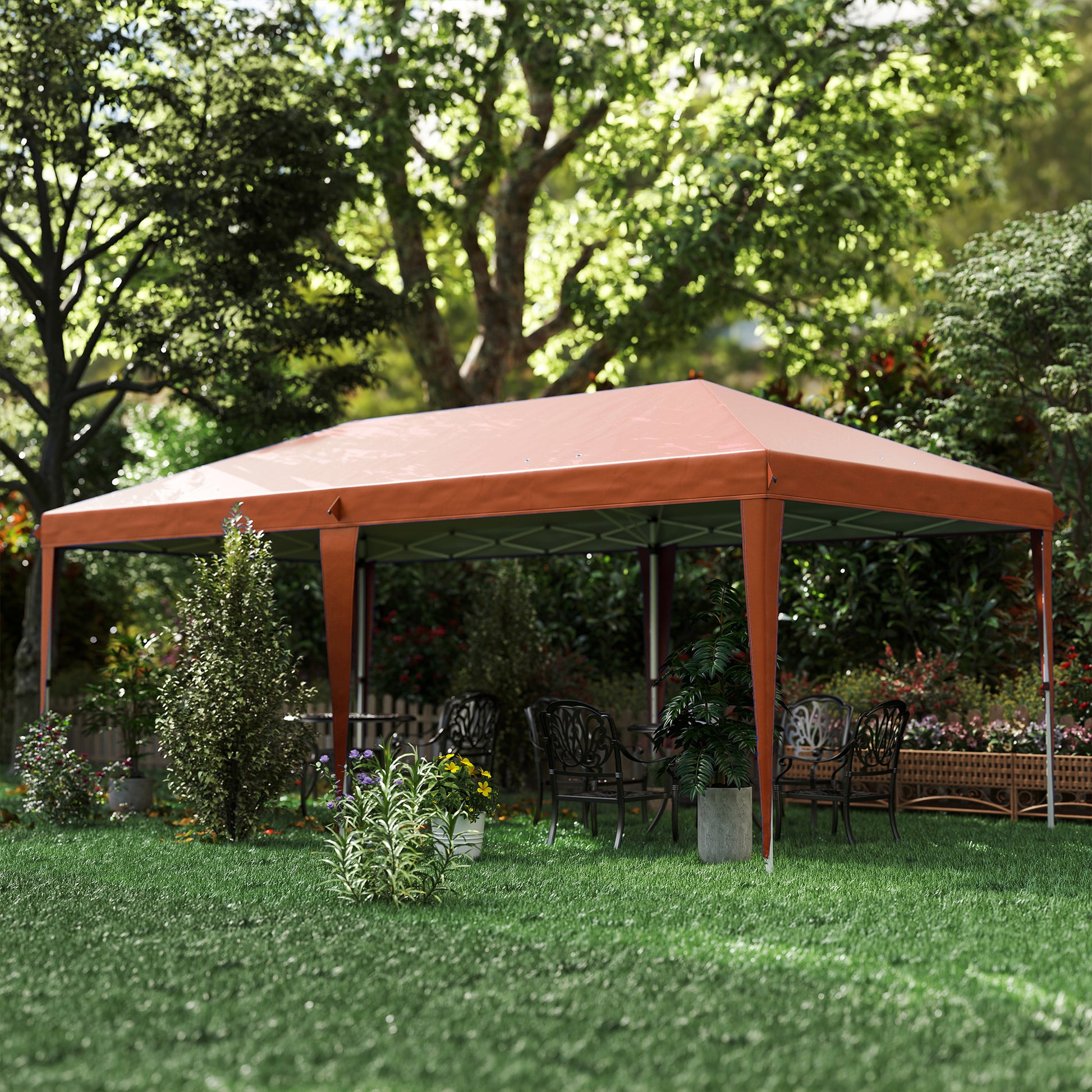 Outsunny Carpa Plegable 6x3 M Con Altura Ajustable Anti-uv Café_3