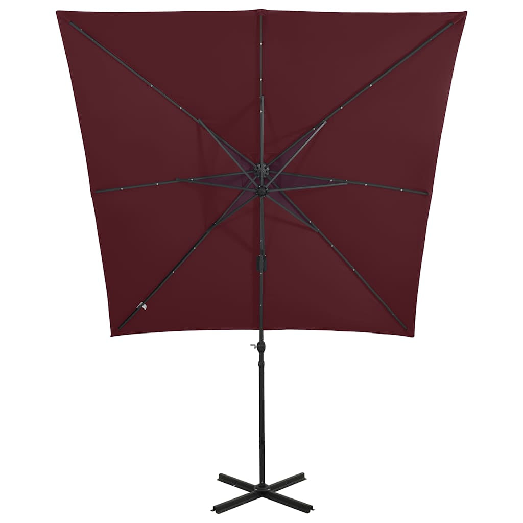 Vidaxl Sombrilla Jardín Voladiza Palo Y Luces Led Rojo Burdeos 250 Cm_4