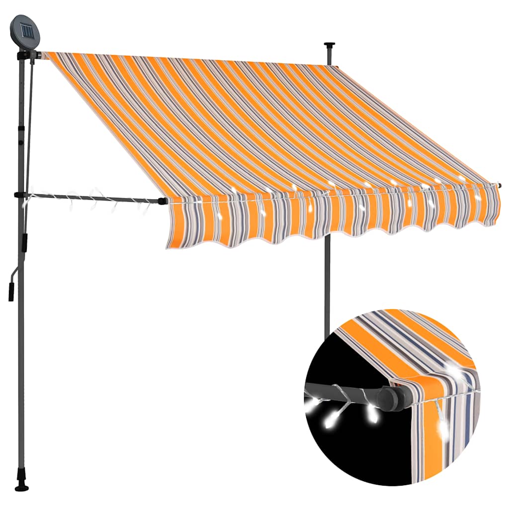Toldo Manual Retráctil Con Led Amarillo Y Azul 200 Cm_1