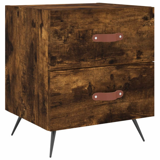 Mesita De Noche Madera Ingeniería Roble Ahumado 40x35x47,5 Cm_0
