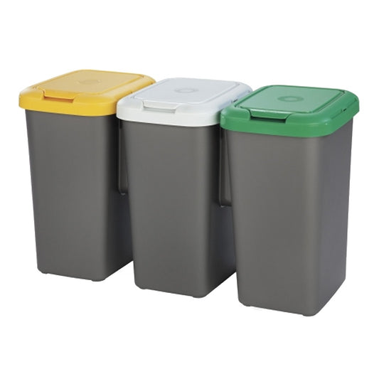 Papelera Reciclaje 3 Compartimentos 75l 77x32x48 Cm Wellhome