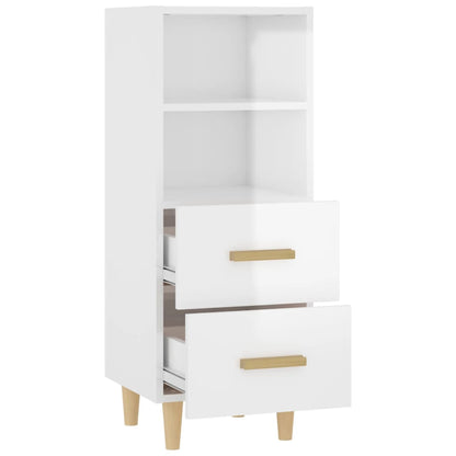 Aparador De Madera Contrachapada Blanco Brillante 34,5x34x90 Cm / Vetonek_4