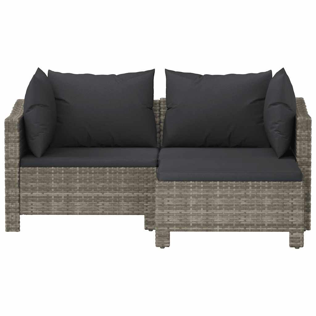 Vidaxl Set De Muebles De Jardín 3 Pzas Y Cojines Ratán Sintético Gris_3