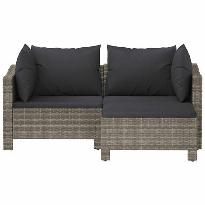 Vidaxl Set De Muebles De Jardín 3 Pzas Y Cojines Ratán Sintético Gris_3