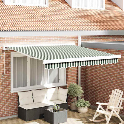 Toldo Retráctil Verde Y Blanco 300 X 250 Cm Lona Y Aluminio_1