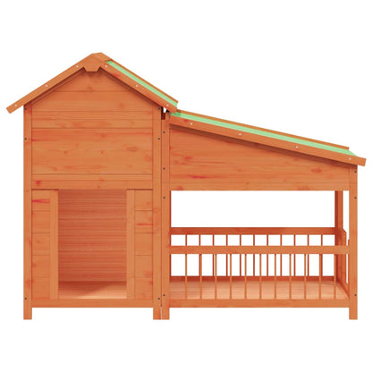 Caseta Para Perros Madera Maciza De Pino Marrón 143x60,5x109 Cm_2