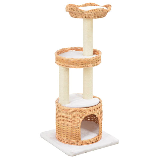 Vidaxl Rascador Para Gatos Con Poste De Sisal Madera Natural De Sauce_0