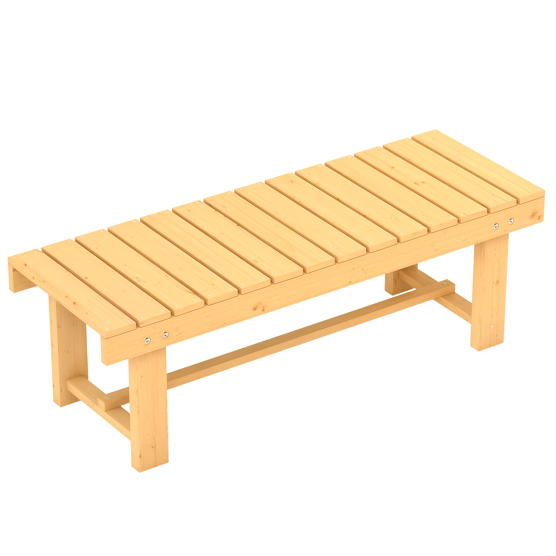 Outsunny Banco De Jardín De 2 Plazas Banco De Madera Carga 250 Kg Banco Para Patio Terraza 110x38x35 Cm Natural_0