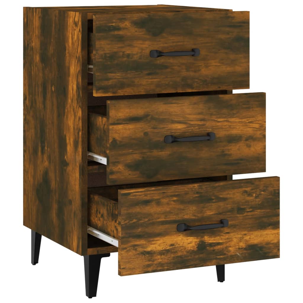 Mesita De Noche Madera De Ingeniería Roble Ahumado 40x40x66 Cm_3