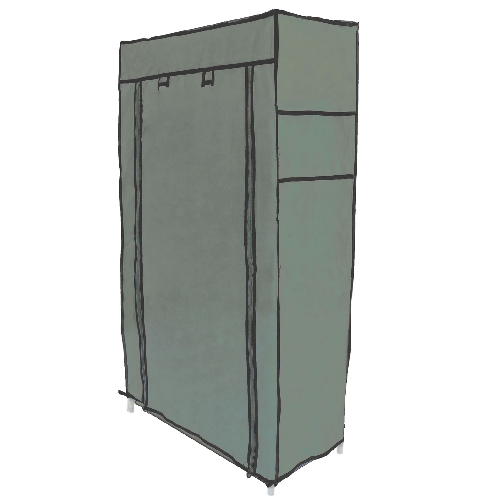 Armario Ropero Y Zapatero De Tela Desmontable 60 X 30 X 128 Cm Gris Con Puerta Enrollable_0