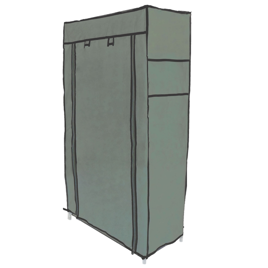 Armario Ropero Y Zapatero De Tela Desmontable 60 X 30 X 128 Cm Gris Con Puerta Enrollable_0